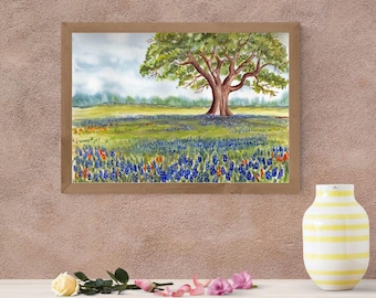 Texas Bluebonnet Watercolor art print