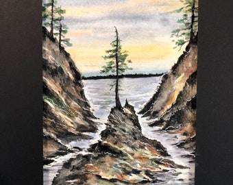 Pacific Northwest Watercolor original, PNW, Original artwork, Pacific coast painting, Cape disappointment Father’s Day