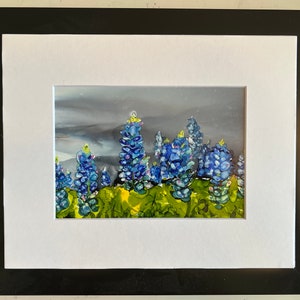 BLUEBONNET painting- original art, art Landscape painting, Spring wildflowers Texas