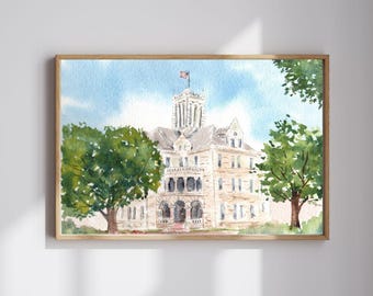 New Braunfels Courthouse, Texas geography art print