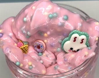 Ice Cream Scented Slime, Bunny Charm, Crunch Floam, Birthday Gift