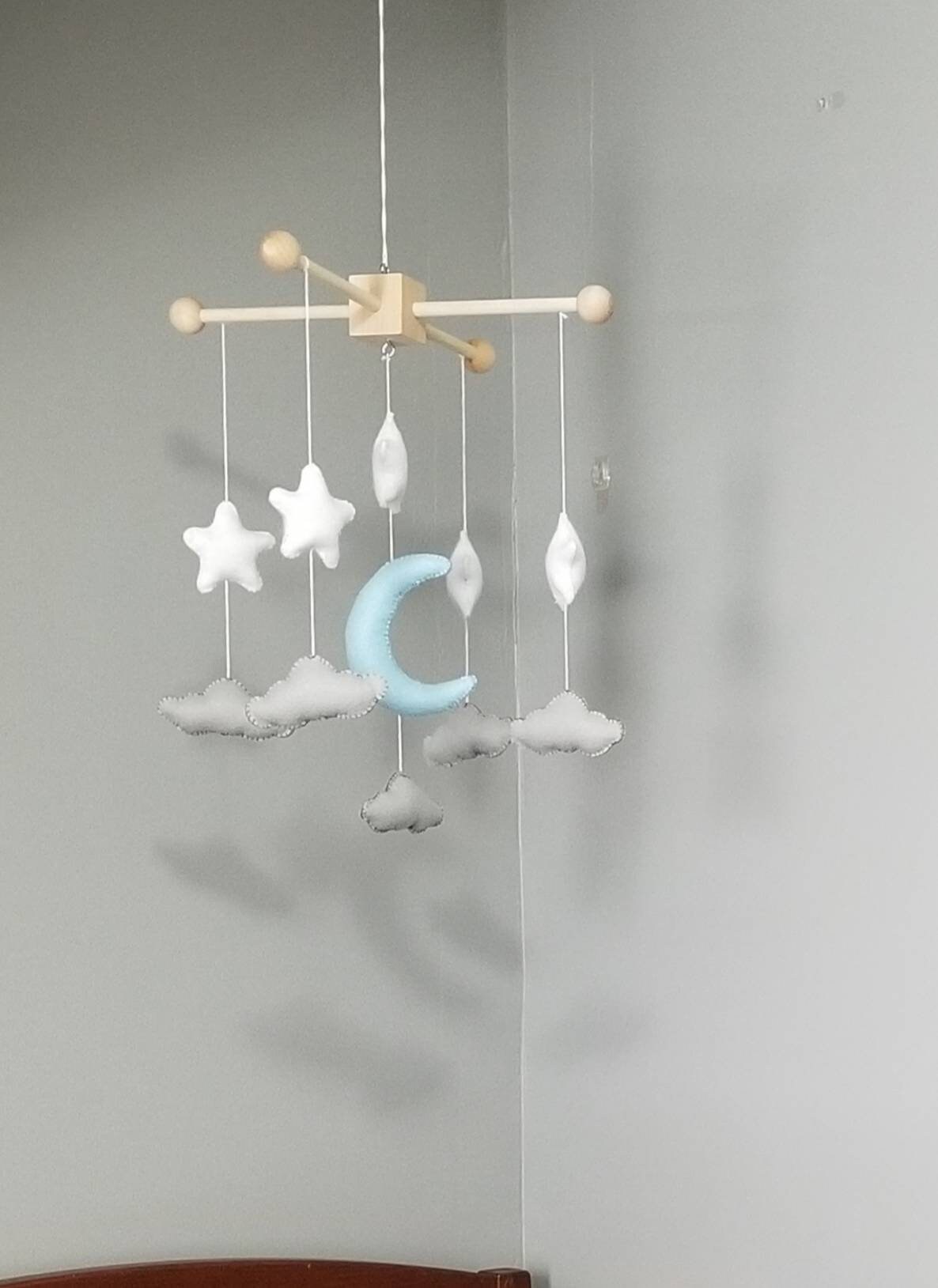 Felt Moon Star Cloud Mobile For Over Your Baby S Crib Etsy