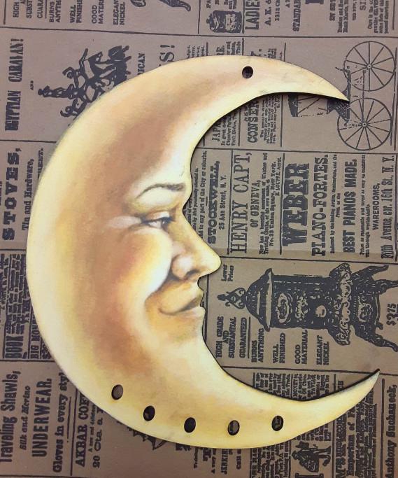 Vintage Moon With Face Wood Cutout - Etsy