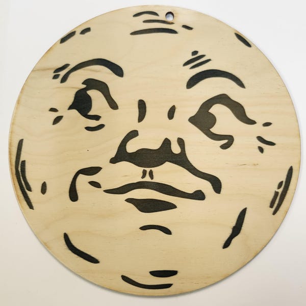 Moon face - vintage style -Wood