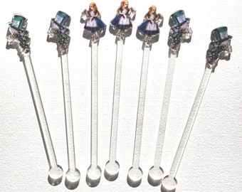 7Alice in wonderland  acrylic drink stirrers double sided image. 6"