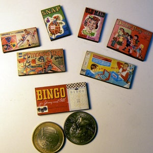 Bingo, old maid, snap etc, miniature game wood cut outs