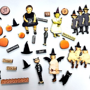 Lot de bois découpés pour Halloween.