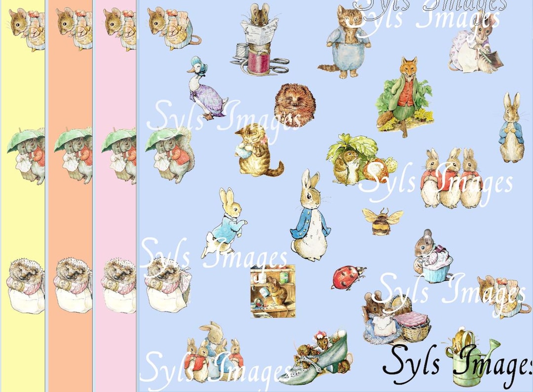 Peter Rabbit Pattern Background Peter Rabbit Characters- Pattern- Instant Digital Download Png, Jpeg ...