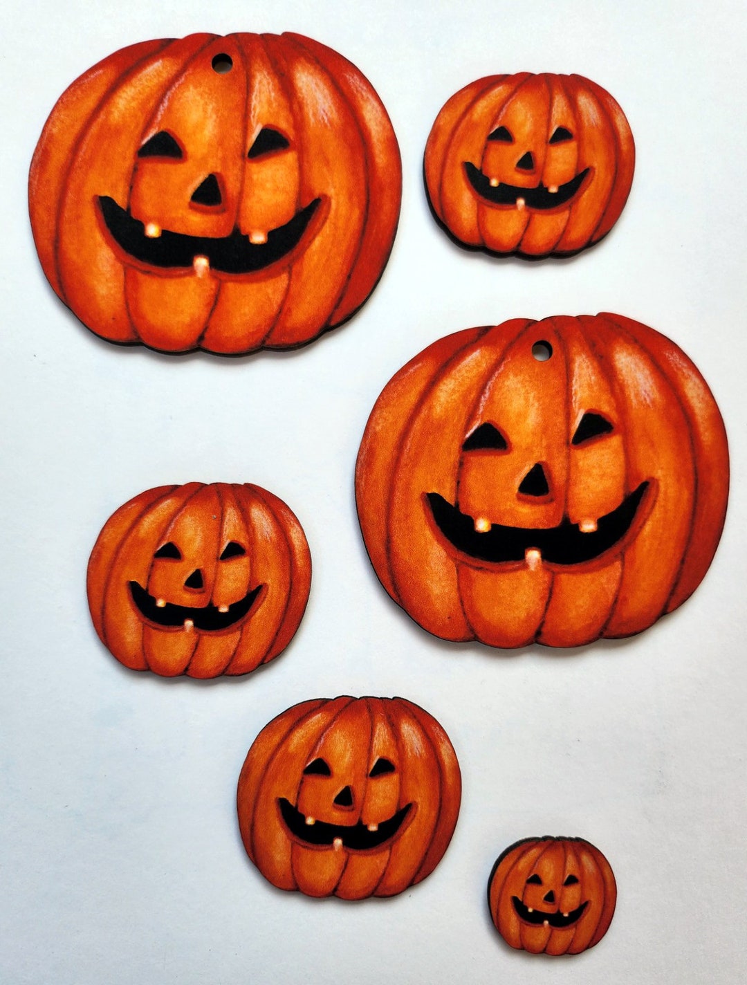 6 Pumpkin Faces- 2 With Holes -wood Die Cut Outs - Etsy