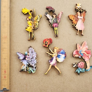 6 fées fleurs - bois découpé - lot de 3