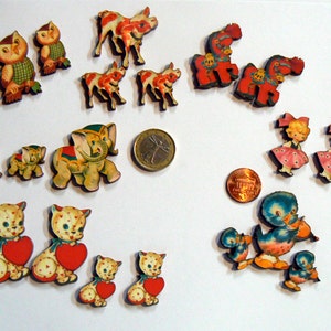 bestioles vintage, chatons, veaux, hiboux, oiseaux, gamins