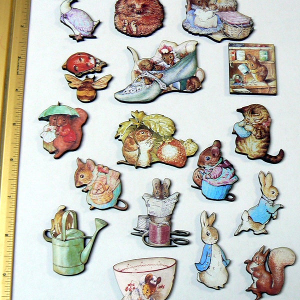 Beatrix Potter character wood cut outs