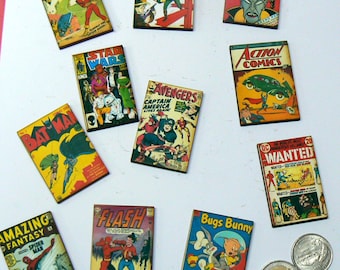 11 Comic books-vintage- laser cut out wood pieces 1/2"