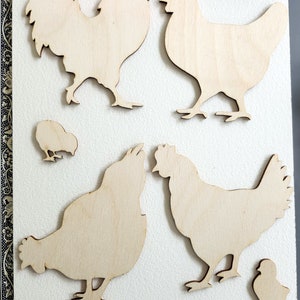 Chickens- Blank - cut outs- Die cuts 6 pieces per set
