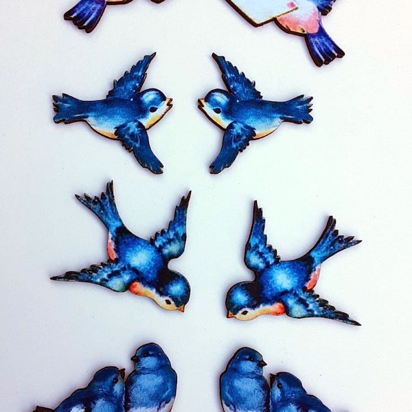 8 Larger Vintage Bluebirds- Birds- Wood Cut Outs