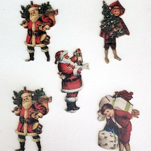 Wybór drewnianych wykrojników w stylu Vintage Christmas z otworami - ozdoby
