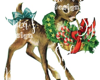 Vintage style Deer, Fawn digital download