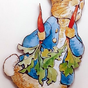 Peter rabbit with carrots-Wood Cut out- Choose a size-- SALE on 2 and 3&quot;