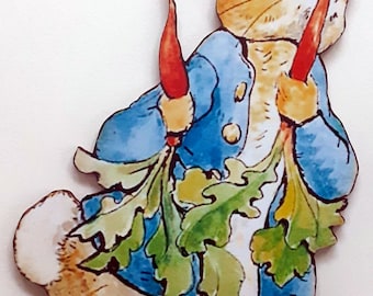Peter rabbit inspired eating a carrot-Wood Cut out- Choose a size-- SALE on 2 and 3"
