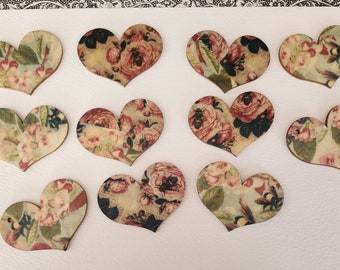 10 Hearts with hole - Shabby Chique Style- wood die cut outs