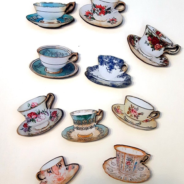 Victorian style Teacups -Wooden Die cut outs