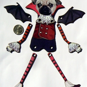 Mops Hund Vampir Halloween Handpuppe