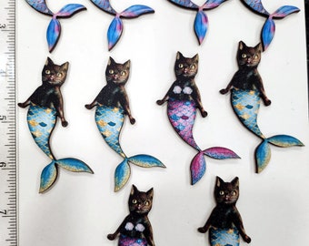 10  Mercats- Mermaid cats- wood cut outs