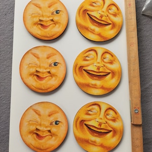 6 lunas sonrientes vintage - recortes de madera