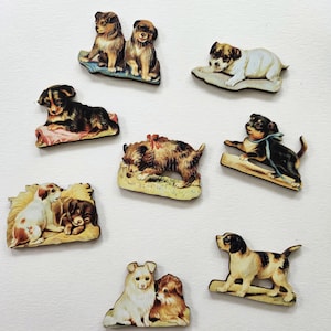 8 Vintage styled dogs wood cut outs
