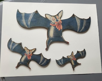 Holzschnitte im Vintage-Stil - Halloween Bats - Die Cuts - Auswahl aus Holz oder MDF