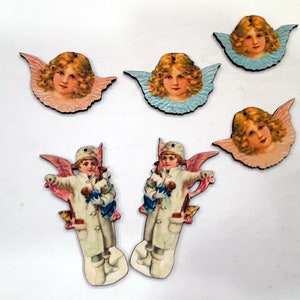 Ángeles victorianos navideños con agujeros. Recortes de cartón. Troqueles 2B.