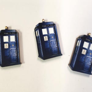 3 houten uitsnijdingen Tardis-telefooncel - uitsnijdingen hout - uitsnijdingen