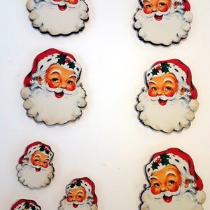 Décorations vintage en bois du Père Noël