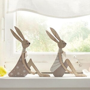 Easter Bunnies- Minimalist styled-laser cut patterns - digital download- Wood Working