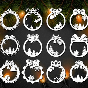 Christmas ornaments Laser Patterns  svg, Cdr, pdf file digital download