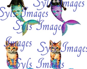 Cat mermaid digital download- jpeg-png