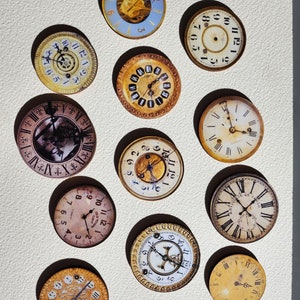 Bunch of vintage clock Faces- Horloge wood die cut outs