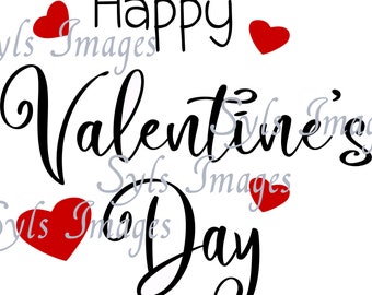 Happy Valentine's Day with hearts - Font Cutting files- Instant digital download