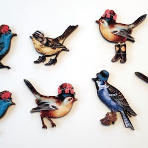 Vogels met laarzen met hoeden Houtsnedes