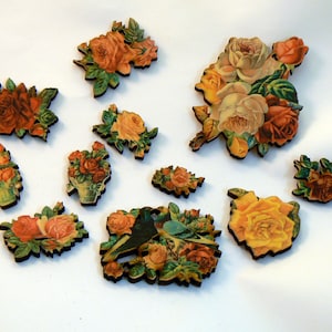 Set of roses cut out of wood- Die Cuts