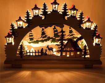 Village de scène de Noël - lanternes de rue - modèle de découpe en bois - Laser - livraison numérique