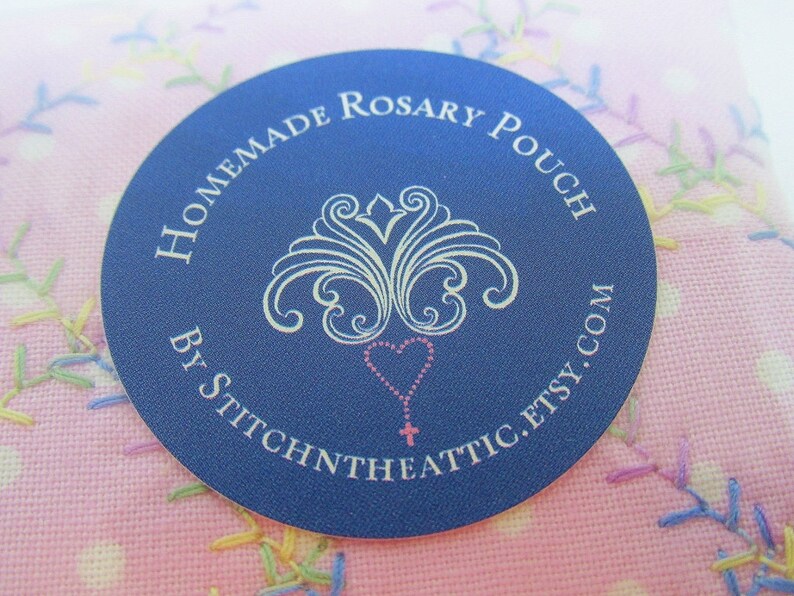 Rosary Pouch Cream Embroidered Fabric Women/'s Catholic Gift Small Zippered Pouch Monogram