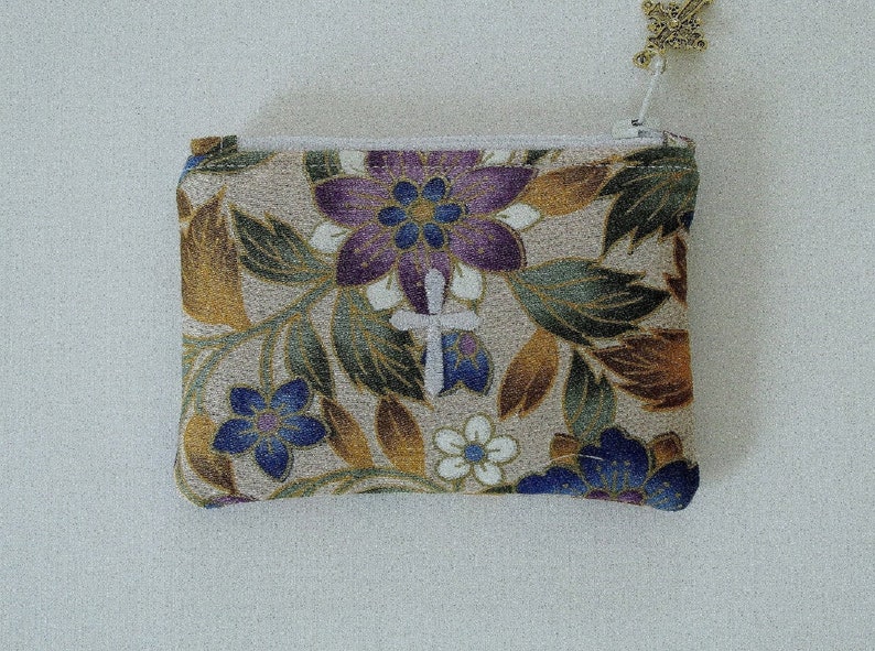 Monogram Girl/'s Ladies Floral Catholic Gift Rosary Pouch Small Purse Sacrament