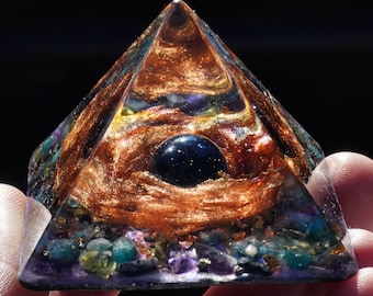 MANIFESTATION - Orgonite Galaxy Pyramid - Sensory Toy - Visionary Art - Sacred Geometry - 3D Painting - Poetry Included