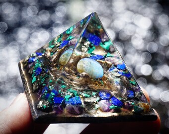 Pharaohs Light - Orgonite® Galaxy Pyramid - Meditation Tool - Visionary Art - Sensory Toy - Collectable Poetry - One of a Kind Gift