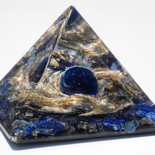 Indigo Child - Poetry Included - Orgonite Galaxy Pyramid - Orgone Meditation Tool - Sensory Toy - Visionary Art