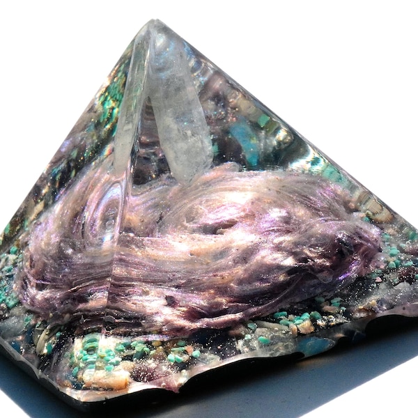 Celestials Align - Orgonite Galaxy Pyramid - Orgone Energy Meditation Tool - Sensory Toy - Visionary Art - Collectable Poetry Included