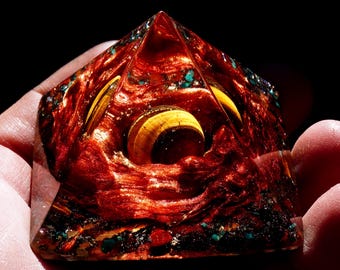 Phoenix Rising -  Orgonite Galaxy Pyramid - Meditation Tool - Visionary Art Sensory Toy Personal Vortex