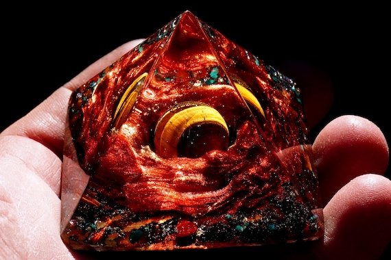 Phoenix Rising -  Orgonite Galaxy Pyramid - Meditation Tool - Visionary Art Sensory Toy Personal Vortex