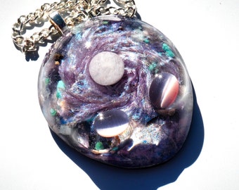 Celestials Align - Orgonite®Energy Galaxy-hänge - Meditationsverktyg - Visionär konst - EMF - Utanjordisk varelse - Sensorisk leksak